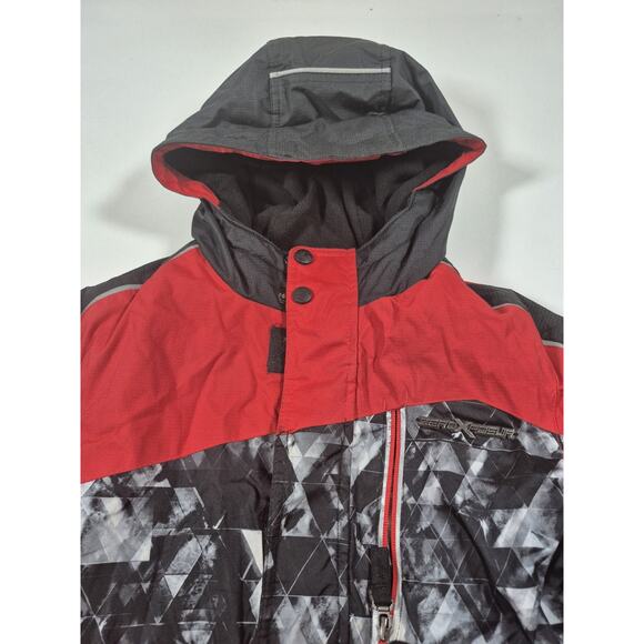 Zero X Posur kid’s Red Black Winter puffy jacket with hood 7/8 - Picture 4 of 9